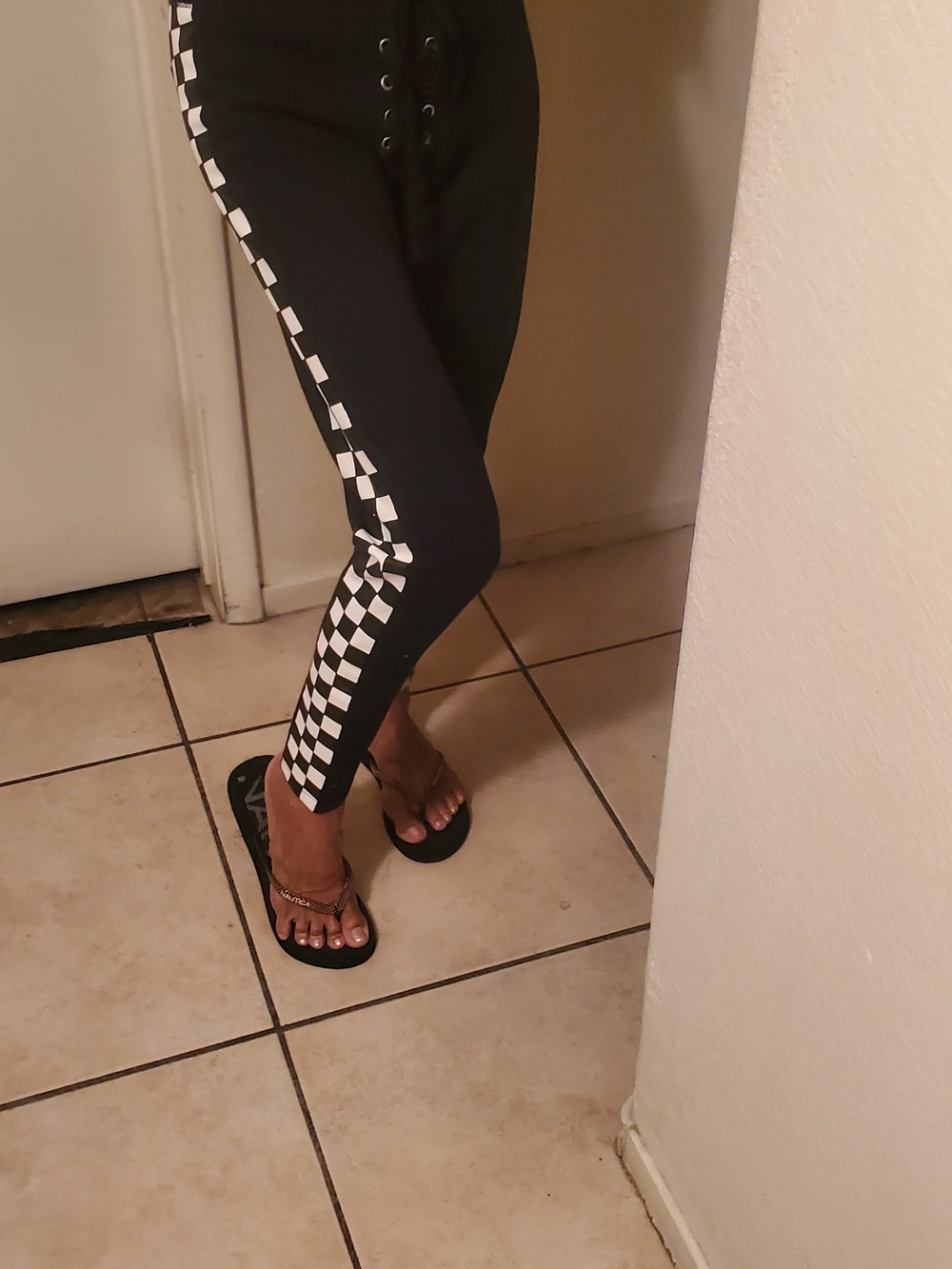 Black Checkered Side-Strip Track Joggers